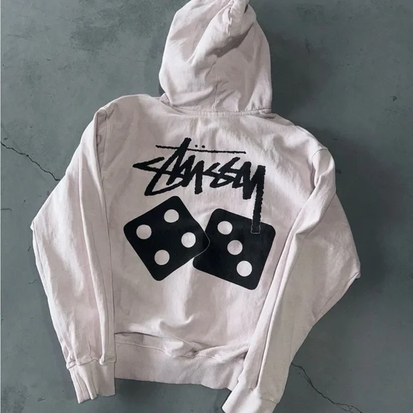 Stussy Dice Pigment Dye Hoodie 'Blush' Large
